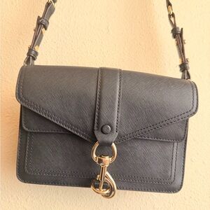 REBECCA MINKOFF Hudson Moto mini Crossbody Bag in black with Gold Hardware